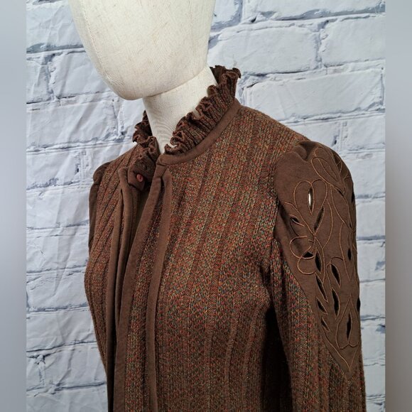 Vintage 70s 60 San Yuet Women's 2 Pc Set Skirt Jacket Suit Brown Japan Small 25W - Picture 5 of 14